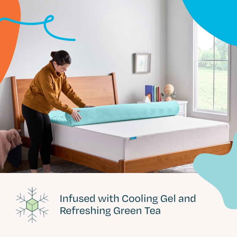 Twin 1.5-Inch Cooling Gel & Green Tea Memory Foam Mattress Topper