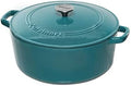 Cuisinart Enameled Cast Iron Round Casserole - 7 Quart, Teal Color for Perfect Cooking