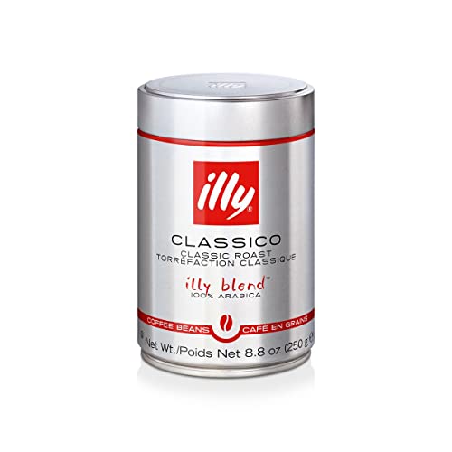 illy Whole Bean Coffee, Classico Medium Roast, 100% Arabica, Premium Italian Coffee, Ideal for Espresso, Drip, Moka and French Press Brewing, 8.8oz, 6 Pack