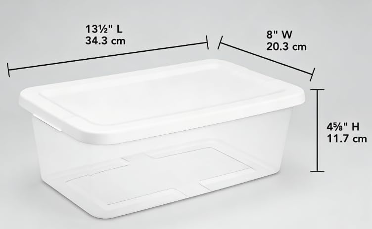 Regine Switzerland 10-Pack Clear Storage Boxes - Durable 6 Quart White Plastic with Snap-On Lids for Bedroom Organization