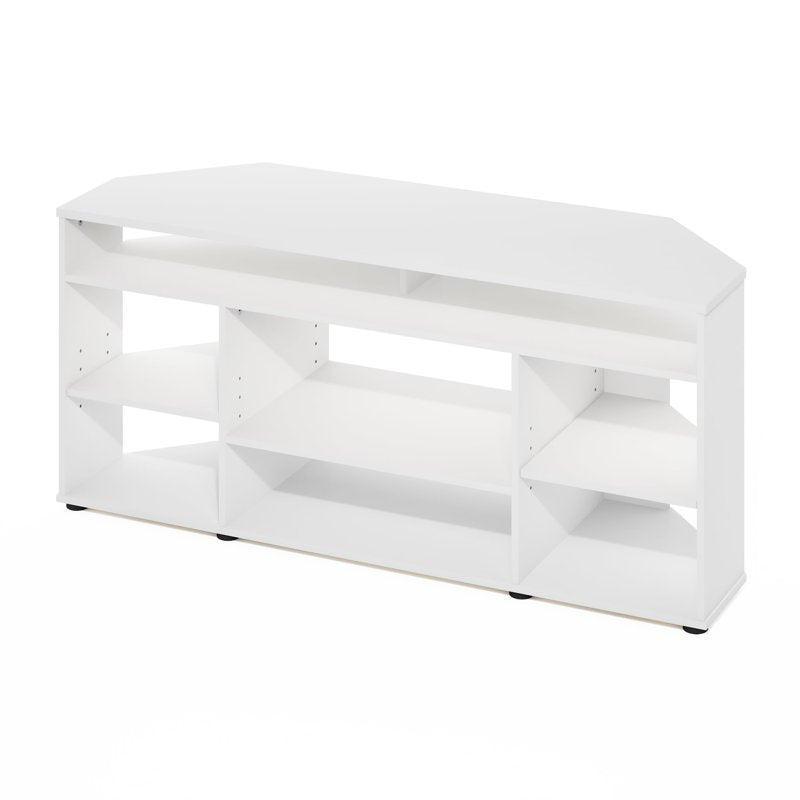 Corner TV Stand for TVs up to 55 Inches - White Wood Finish