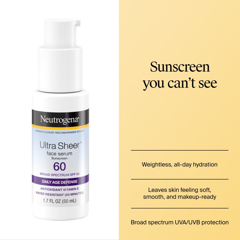 Ultra Sheer Sunscreen Serum, Broad Spectrum SPF 60, Hydrating Formula