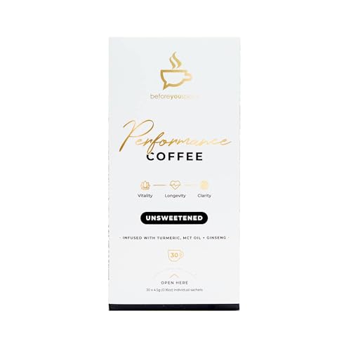 beforeyouspeak UNSWEETENED High Performance Coffee - MCT Oil, Ginseng, Turmeric, Black Pepper, Green Coffee Bean - Unsweetened