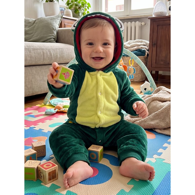 Toddler Animal Costume Jumpsuit - Green Crocodile, 18-24 Months, Baby Fleece Romper