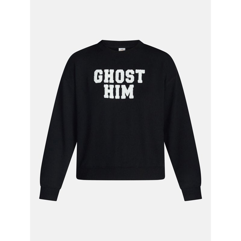 Women's Halloween Fall French Terry Lounge Sleep Top with Long Sleeves - Black Soot XS