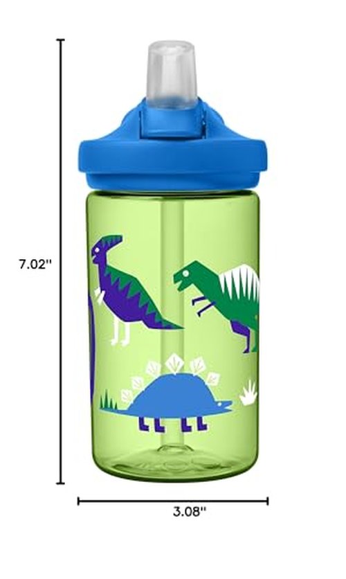 CamelBak Eddy+ Kids Bite Valve Straw Tritan Renew Water Bottle Green, 14oz