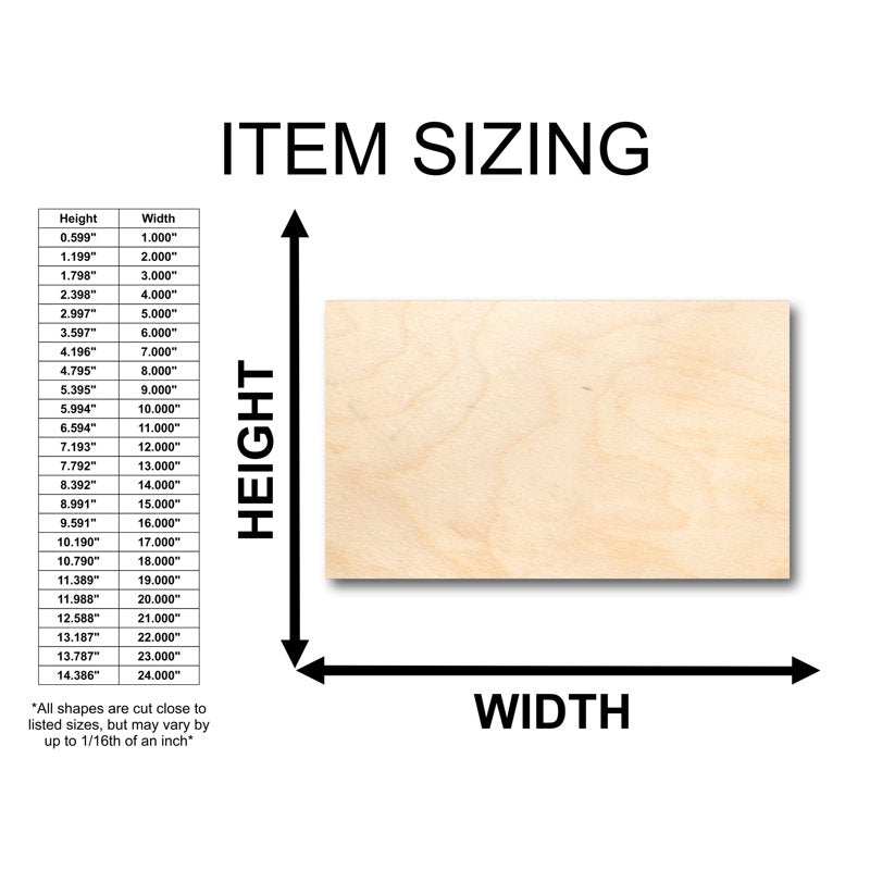 1/4 Inch Thick Unfinished Wood Rectangle Craft Shape - 10 Inch
