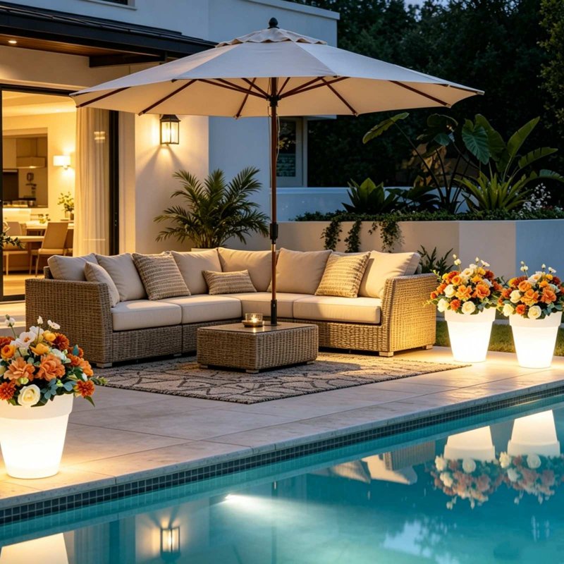 Solar Flower Pot Lights J - Waterproof Outdoor LED Garden Decor