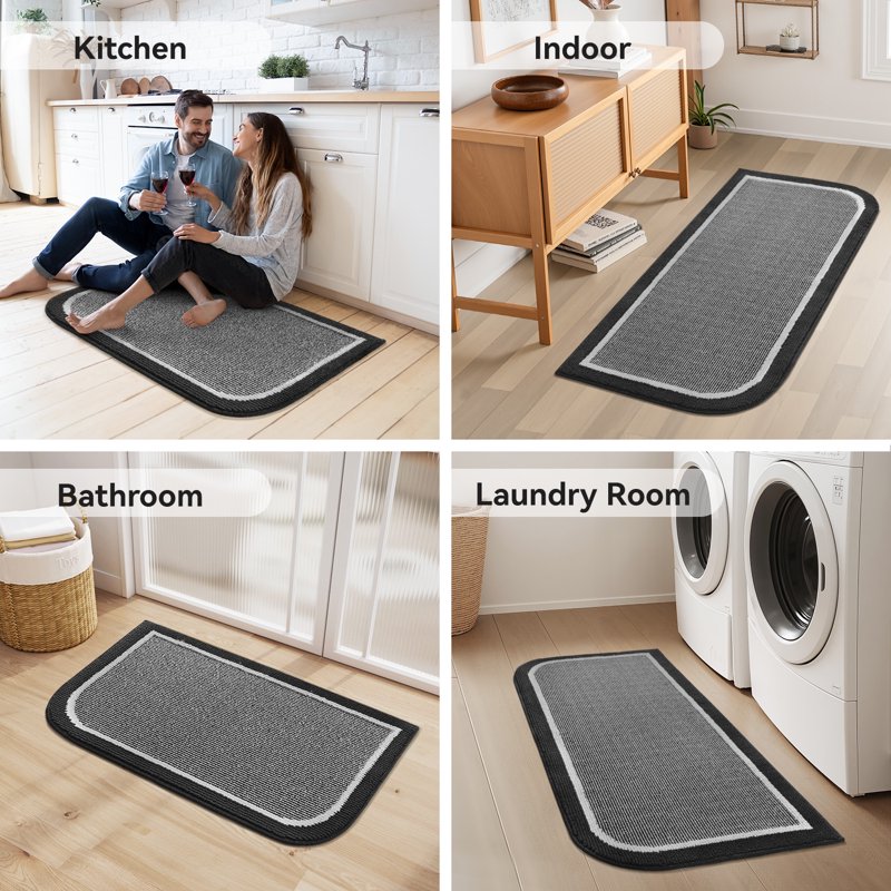 SIXHOME 17x30 Inch Black Welcome Door Mat Non-Slip Absorbent Indoor Outdoor Rug