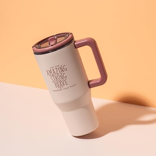 DIVERSEBEE 30 oz Insulated Stainless Steel Tumbler with Lid, Inspirational Birthday Thank You Gifts for Women, Mom, Wife, Girlfriend, Teacher, Her, Nurses, Best Friend, Travel Mug (Blush)