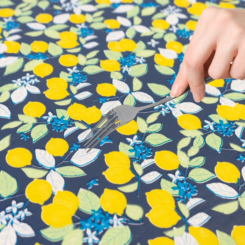 Rectangular Elastic Fitted Table Cover - Waterproof Vinyl, 6ft, Lemon Tree, 2 Pack
