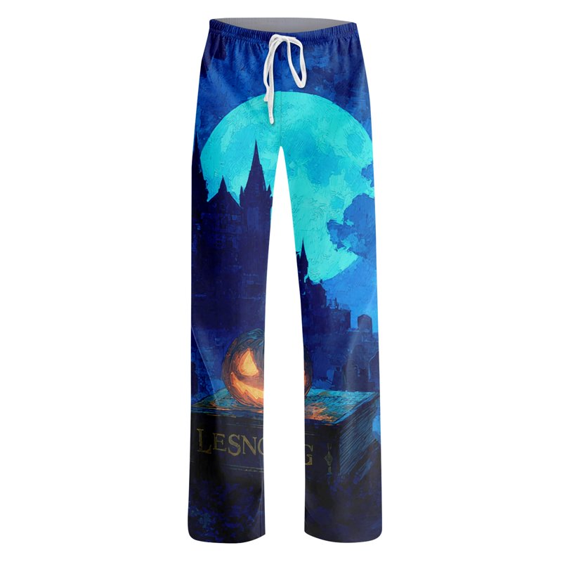 Blue Ultra-Soft Halloween Pajama Pants Women XL Lounge Bottoms Comfortable Drawstring
