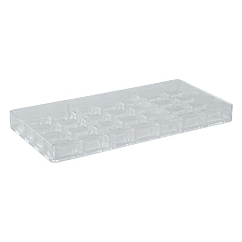 Restaurantware Pastry Tek 10.8 x 5.3 Inch Chocolate Shaping Molds 10 Freezable Candy Molds - 28 Cavities Wave Design Clear Polycarbonate Chocolate Molds Dishwashable Easy To Release