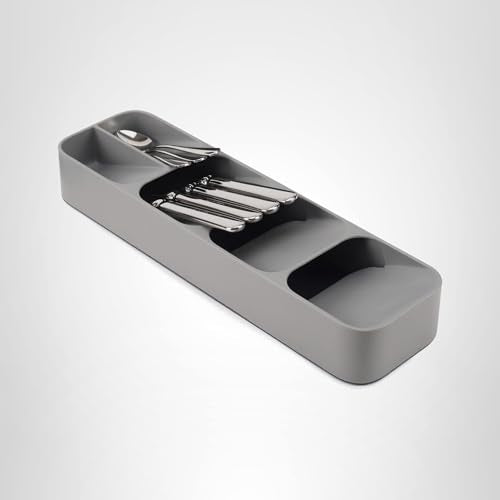 Joseph Joseph DrawerStore Compact Utensil Organizer For Kitchen Drawer Silverware, Flatware Tray, Small, Grey