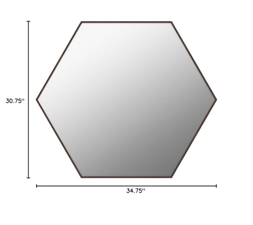 Kate and Laurel Rhodes 6-Sided Hexagon Wall Mirror, 30.75x34.75 Walnut Brown