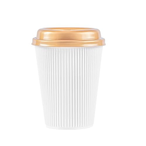 Restaurantware Disposable Coffee Lid 500 Count 3.62 x 3.62 x 0.79 Inch Plastic Coffee Travel Lid Secure Snap-On Design Elegant Gold Color