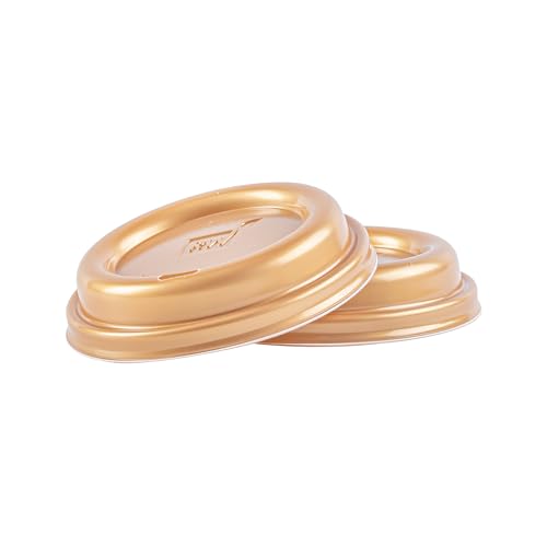 Restaurantware Disposable Coffee Lid 500 Count 3.62 x 3.62 x 0.79 Inch Plastic Coffee Travel Lid Secure Snap-On Design Elegant Gold Color