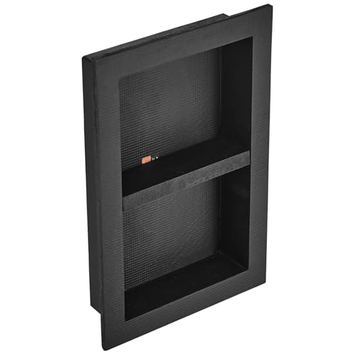 VEVOR Shower Niche Ready for Tile 16" x 24", Double Shelf Organizer, Square Corners Wall-inserted Niche Recessed, Sealed Protection Modern Soap Storage Niche for Shower Bathroom, Black