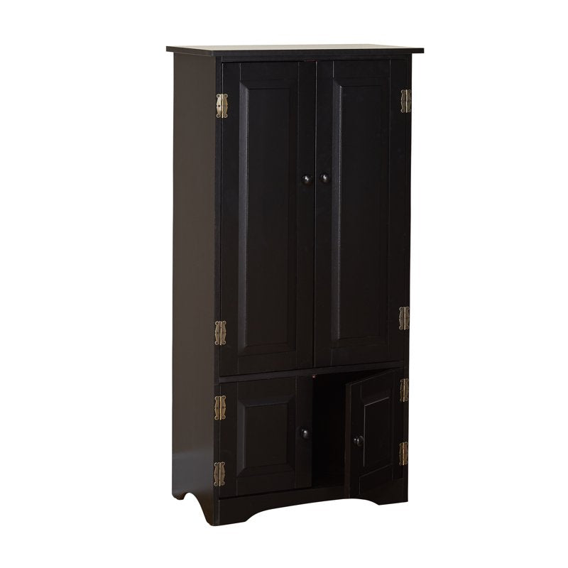 Contemporary 4-Door Vertical Wall Cabinet with Shelves - Black