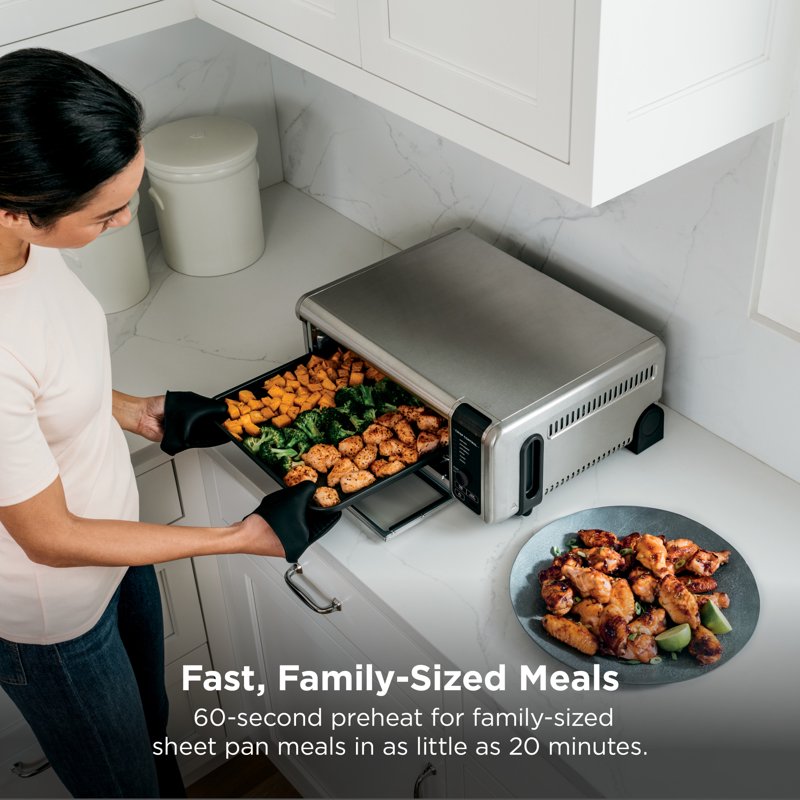 6-in-1 Digital Countertop Air Fryer & Toaster Oven, Flip-Away Stainless Steel