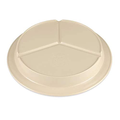 G.E.T. CP-530-T Tan 9" 3-Compartment Plate, Break Resistant Dishwasher Safe Melamine Plastic, Supermel Collection (Pack of 12)