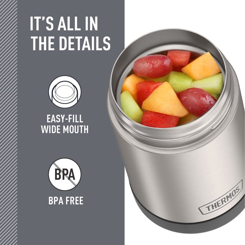 16oz Insulated Food Jar with Folding Spoon - 4 Pack Silver