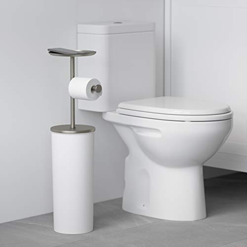 Umbra Portaloo Toilet Paper Stand and Reserve, White/Nickel