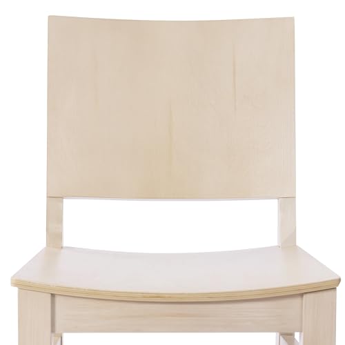 Flash Furniture Naples Commercial Solid Wood Dining Chair, Curved Backrest, Sturdy Mortise and Tenon Construction, Antique White