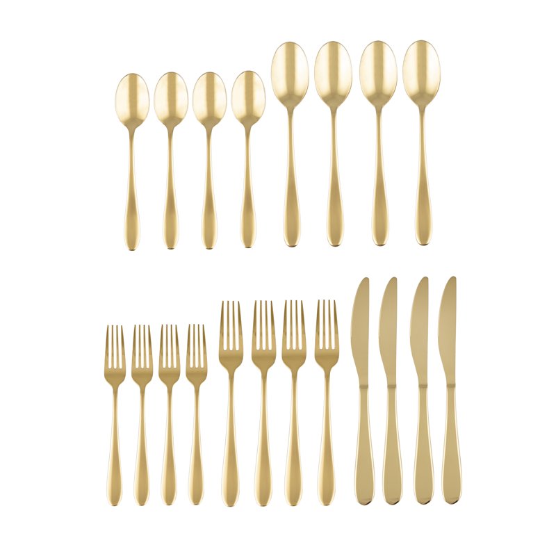 20-Piece Gold Stainless Steel Flatware Set - 3 Pack, Service for 4