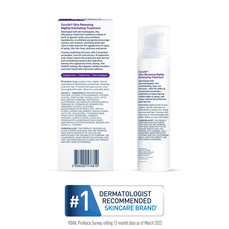Nightly Exfoliating Face Serum with AHA, Ceramides, and Hyaluronic Acid