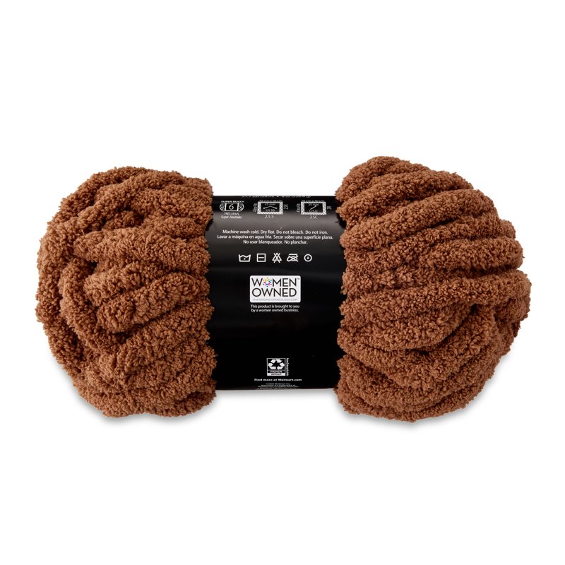 Mainstays Chunky Chenille Yarn - Toffee, Super Bulky, 31.7 Yards