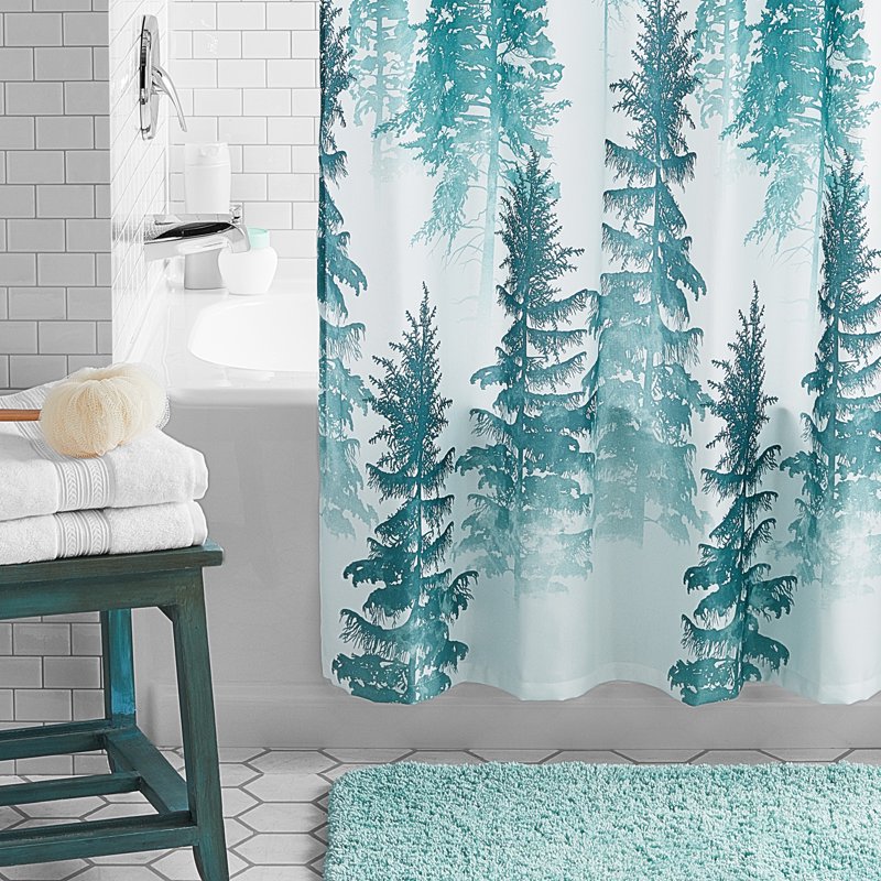 Mainstays Treeline Fabric Shower Curtain - 72x72 Inches, Polyester, Curtain