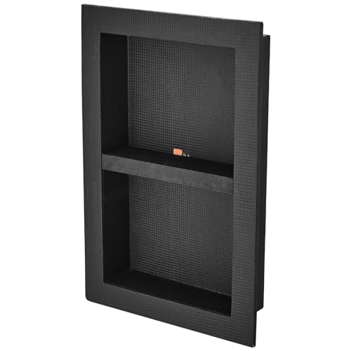 VEVOR Shower Niche Ready for Tile 16" x 24", Double Shelf Organizer, Square Corners Wall-inserted Niche Recessed, Sealed Protection Modern Soap Storage Niche for Shower Bathroom, Black