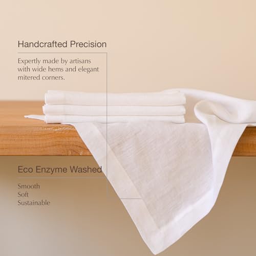 KNOKNO Rustic Hemp Linen Napkins – 18 x 18 Inch, Set of 4 | Handmade Organic 3-Month Growth Hemp Cloth Napkins, Durable & Reusable for Dining, Parties & Weddings