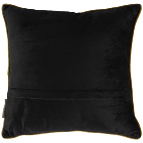 Primitives by Kathy Decorative Throw Pillow with Removable Cover, displaying a Moody barn owl and Night Sky Design with Coordinating Black Velvet on The Back and Gold Piping Trim