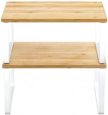 SONGMICS Kitchen Organizer Shelves - Set of 2 Stackable Spice Racks in Cloud White & Natural Beige