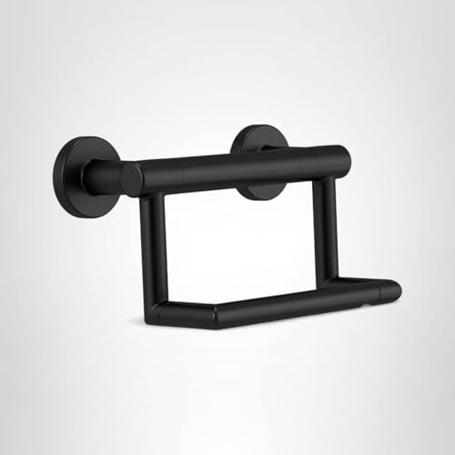 Delta Contemporary (1-Pack) Toilet Paper Holder w/ Assist Bar ADA Compliant Matte Black Bathroom Safety Handle | Wall Mount 300 lb Capacity, Balance, Handicap Grip 41550-BL