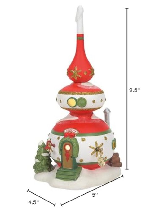 Department 56 North Pole Village Finny's Ornament House Lit Building, 9.5 Inch, Multicolor