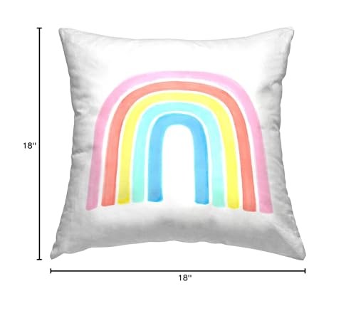 Stupell Industries Traditional Pastel Arch Rainbow Children's Striped Pattern Design by Reesa Qualia Pillow, 18 x 18, Multi-Color