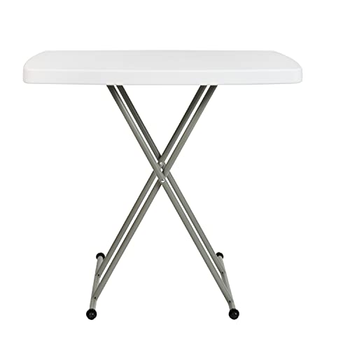 Flash Furniture Elon Folding Table - Granite White - Height Adjustable - 30 Inch - TV Tray - Commercial Grade Laptop Table