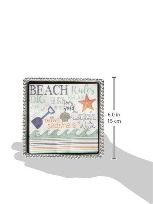 Mariposa Beach Chair Beaded Napkin Box, One Size, Silver