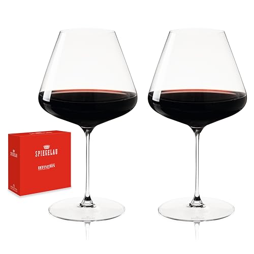 Spiegelau Definition Burgundy Wine Glasses Set of 2 – Large Bowl Red Wine Glasses for Pinot Noir & Burgundy – Lead-Free Crystal Stemware for Home Bar & Entertaining