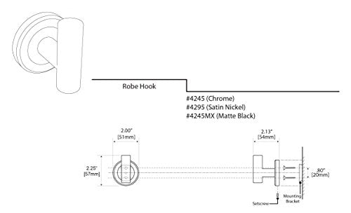 Gatco 4295 Latitude II Robe Hook, Wall Mounted Bathroom Towel & Robe Hook, Satin Nickel, 2.1" L x 2" W x 2.2" H
