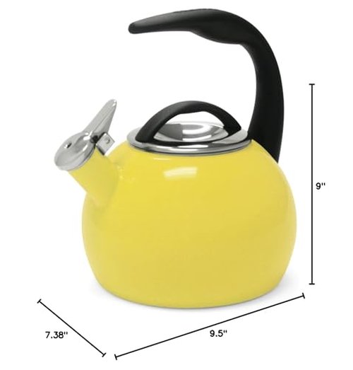 Chantal Anniversary Tea kettle, 2 Quart, Enamel Carbon steel, Whistling, Canary Yellow