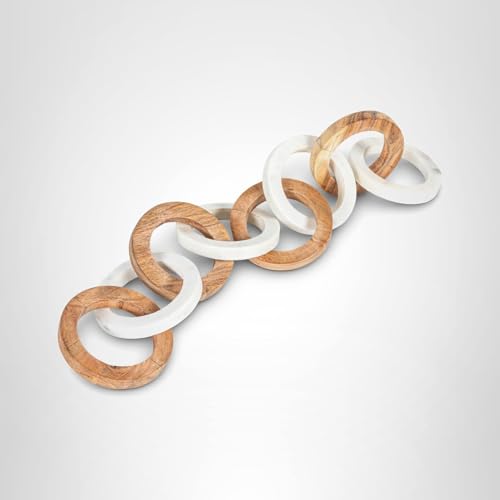 Creative Co-Op Acacia Wood and Marble Chain with 8 Links