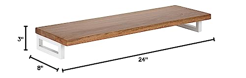 Kate and Laurel Lankford Modern Wood Wall Shelf, 24 inch Width, Natural Wood and White, Decorative Shelf for Storage and Display