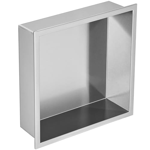 VEVOR Shower Niche No Tile Needed, Stainless Steel Niche for Shower Wall, Sealed Waterproof Rust-Resistant Bathroom Niche for Storage, 13x13'' Single Shelf