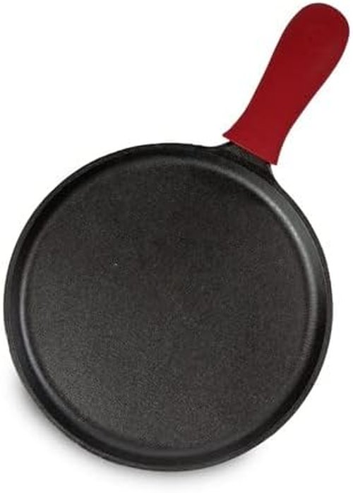 Lodge Cast Iron Griddle - Durable Non-Stick Cooking Surface | 10.5" | Black/Red Handle Holder
