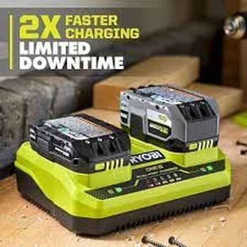 RYOBI ONE+ 18V Dual-Port Simultaneous Charger - Charges 2 Batteries at Once, 2X Faster Charging, LED Indicators - PCG005