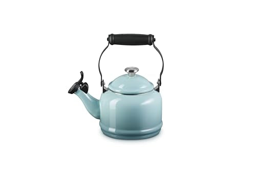 Le Creuset Enamel On Steel Demi Tea Kettle with Metal Finishes, 1.25 qt., Sea Salt